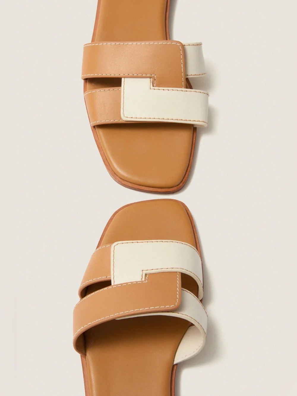 TUCKERNUCK Leather Muse Sandals -Cognac and White- Size 7 - Picture 4 of 8